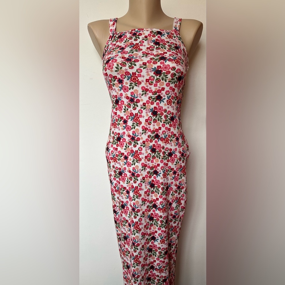 Vibe Sportswear Floral Ribbed Tank Dress